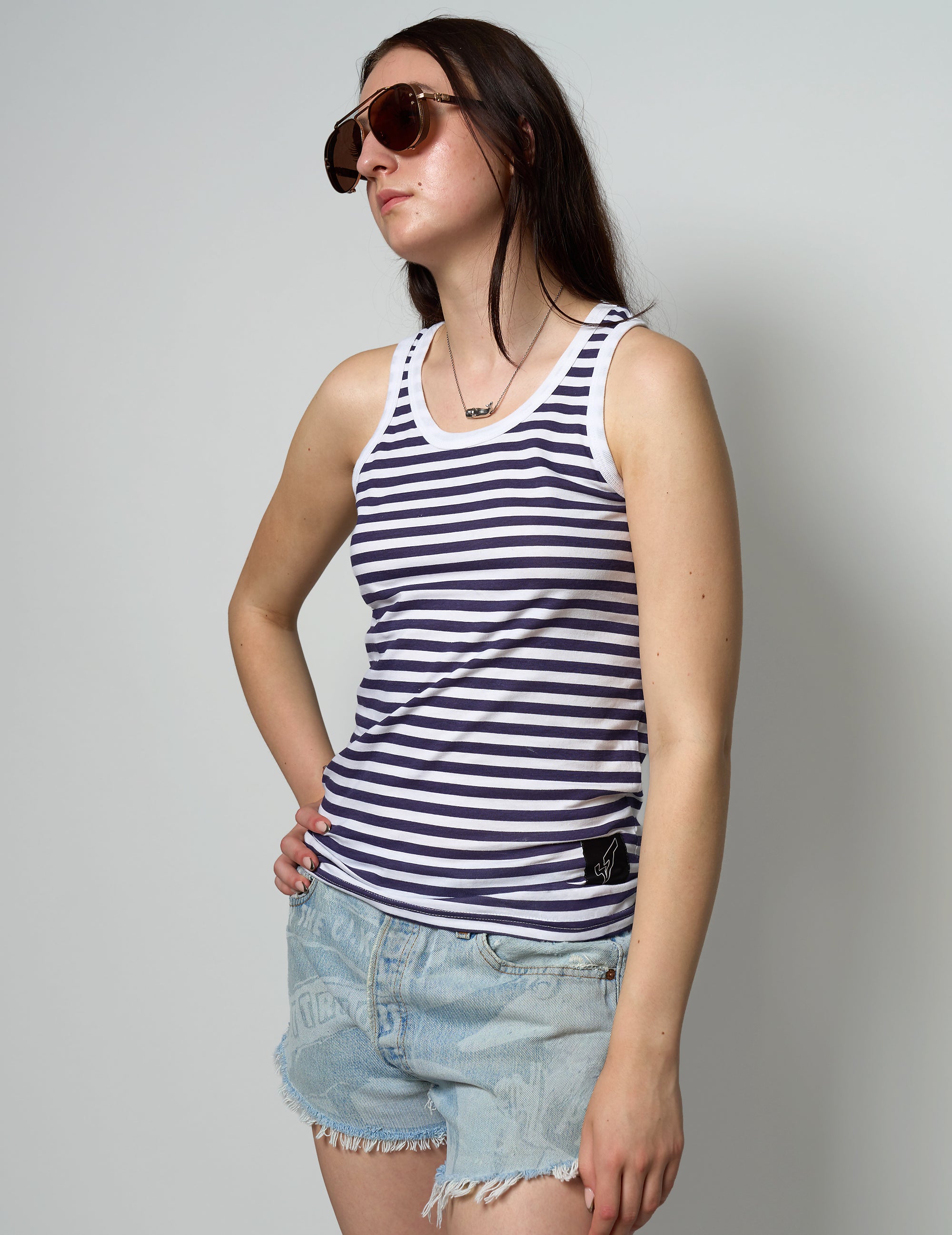 Vintage Marine T-Shirt mit blauen Streifen