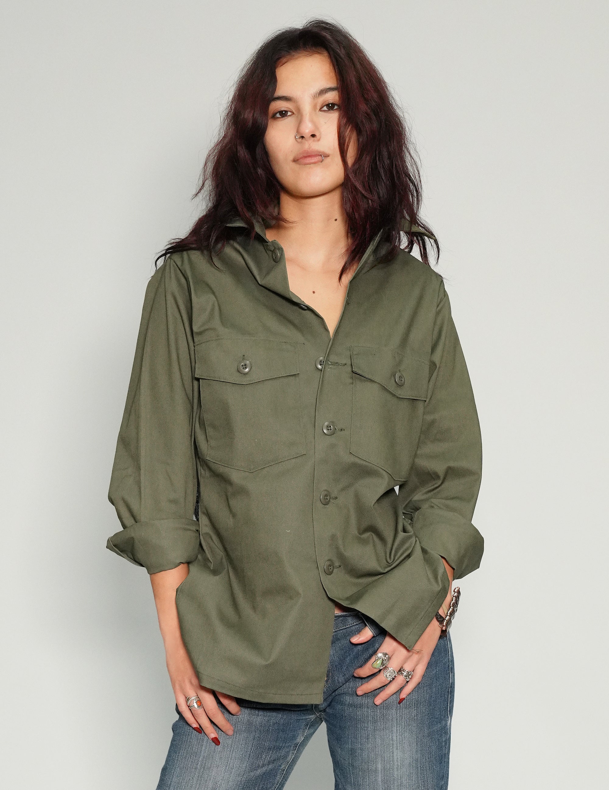 Chemise Party Back - Paillettes noires - Kaki