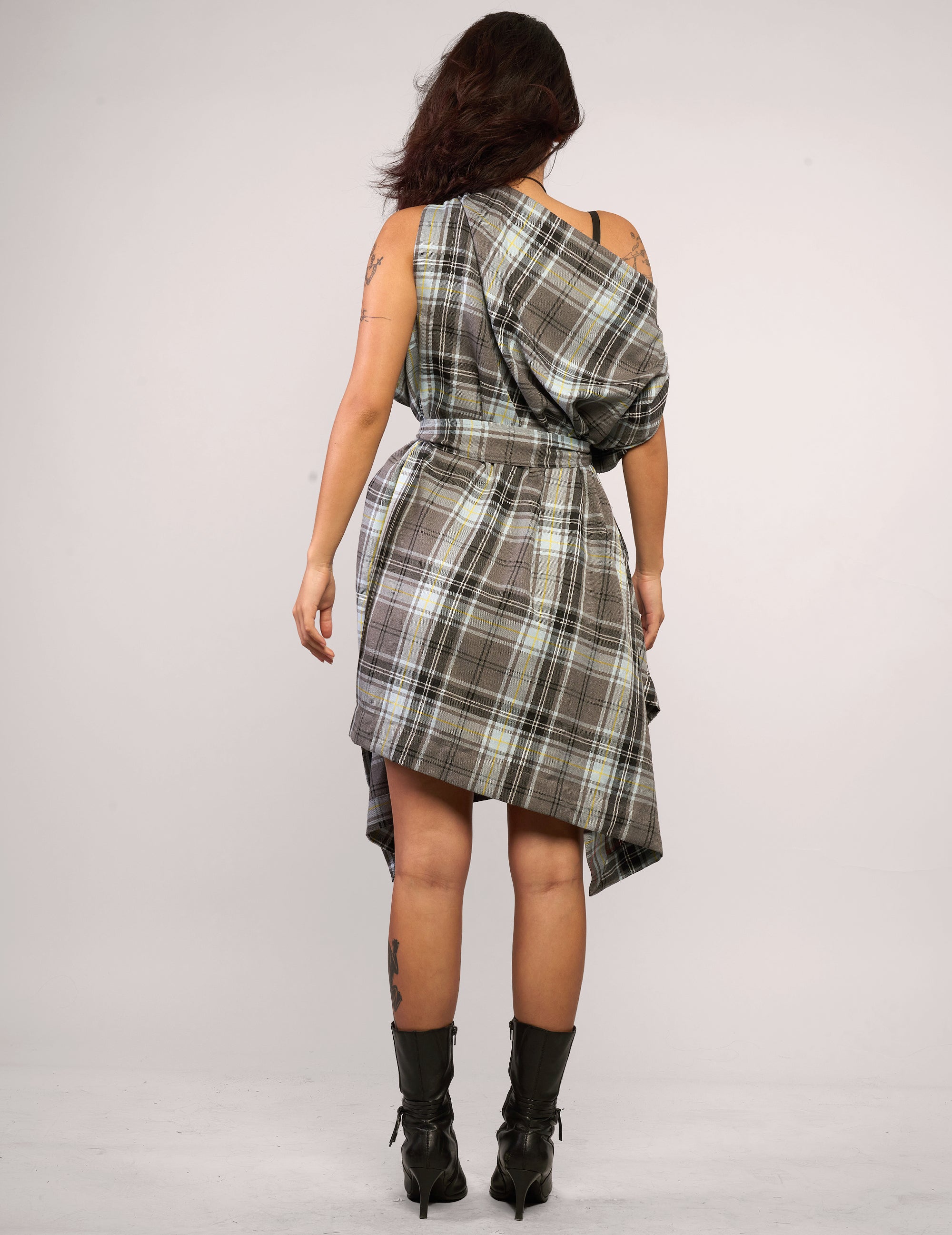 The Pirate Dress – Grey Blue Tartan