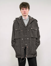 IMMORTAL Hooded Parka in Tweed Charcoal and Black