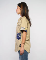 Tropical Patch Military Shirt in Sand