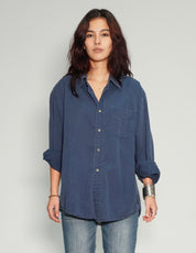 Party Back Shirt - Gold Sequin - Blue Cotton