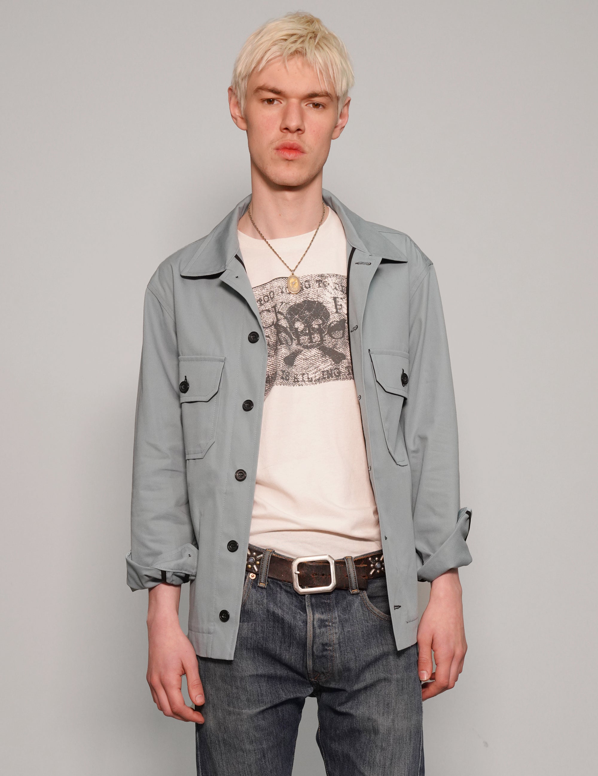 STUART TREVOR Cotton Workshirt in Grey