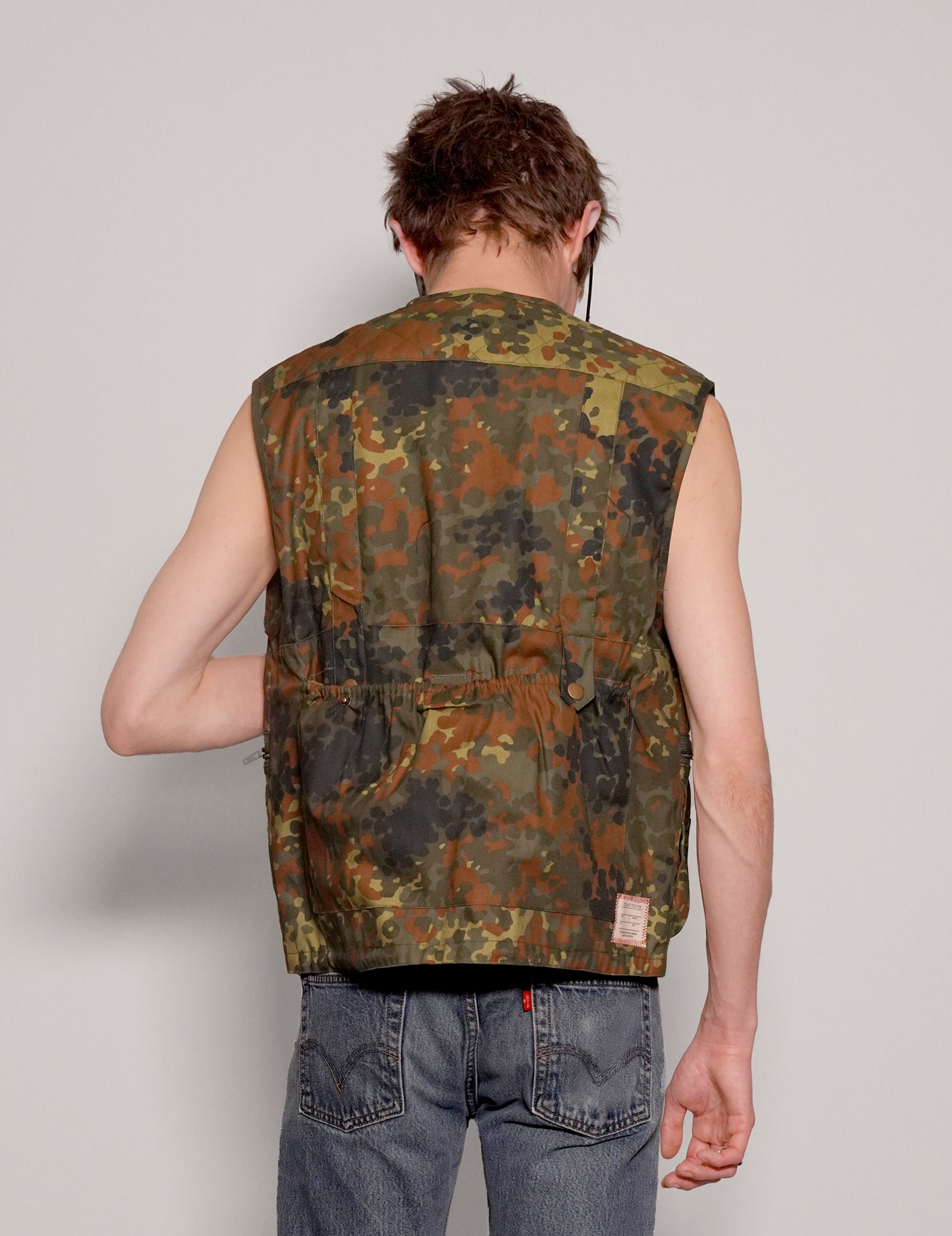 Men's Vintage Tactical Utility Gilet in Camo | Stuart Trevor