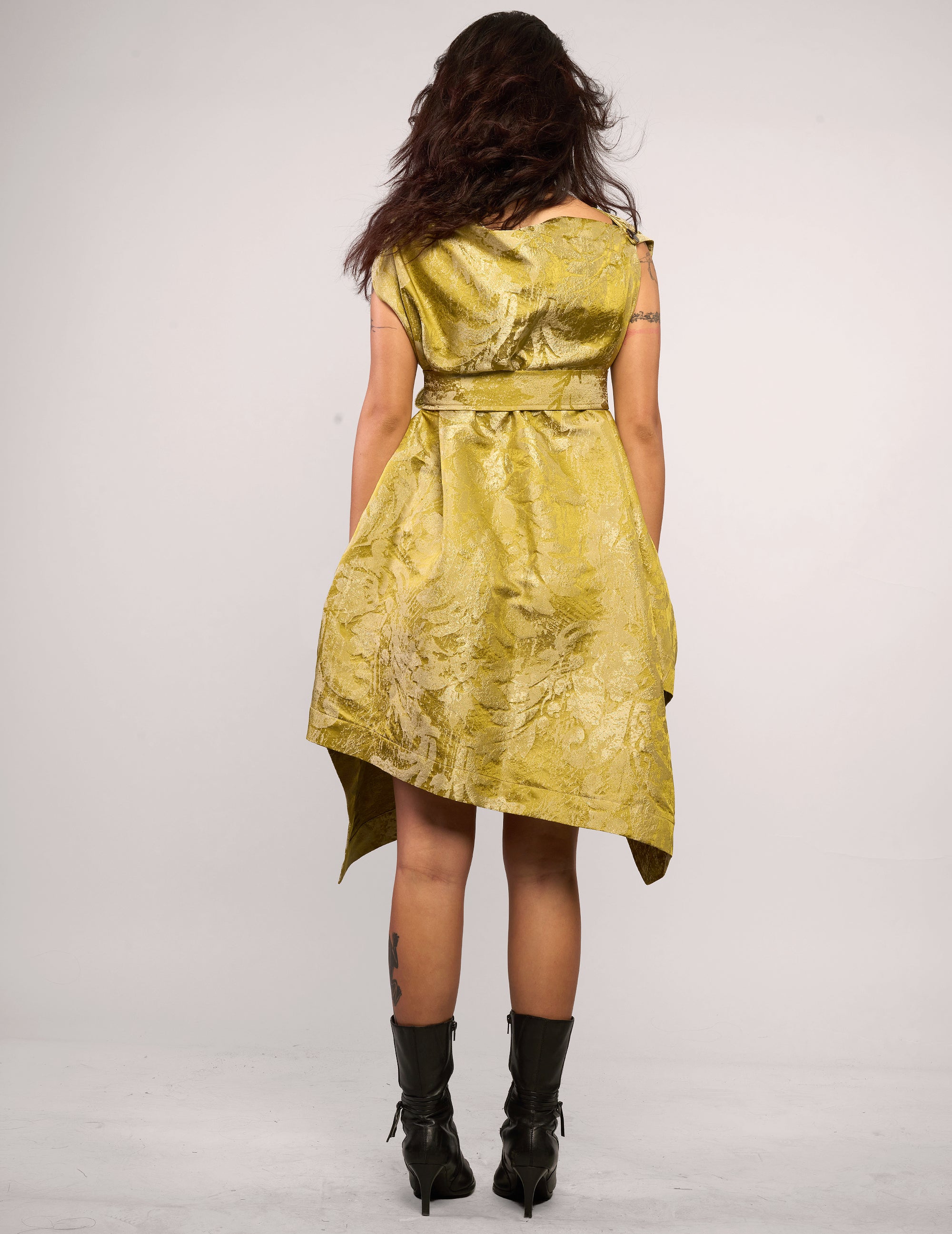 The Pirate Dress – Chartreuse Floral Jacquard