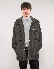 IMMORTAL Hooded Parka in Tweed Charcoal and Black