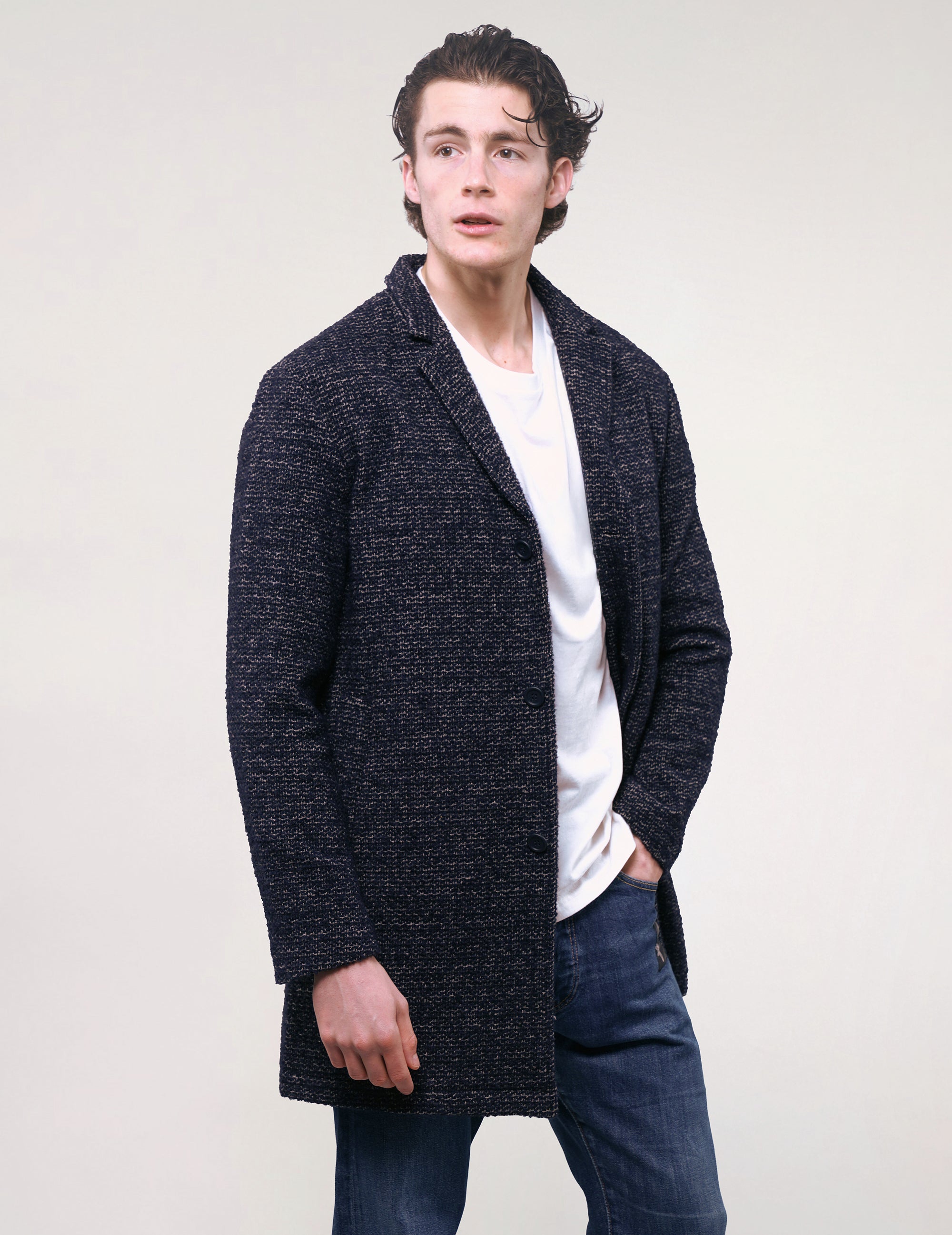 Kestin Hare Tweed Frock Coat in Navy