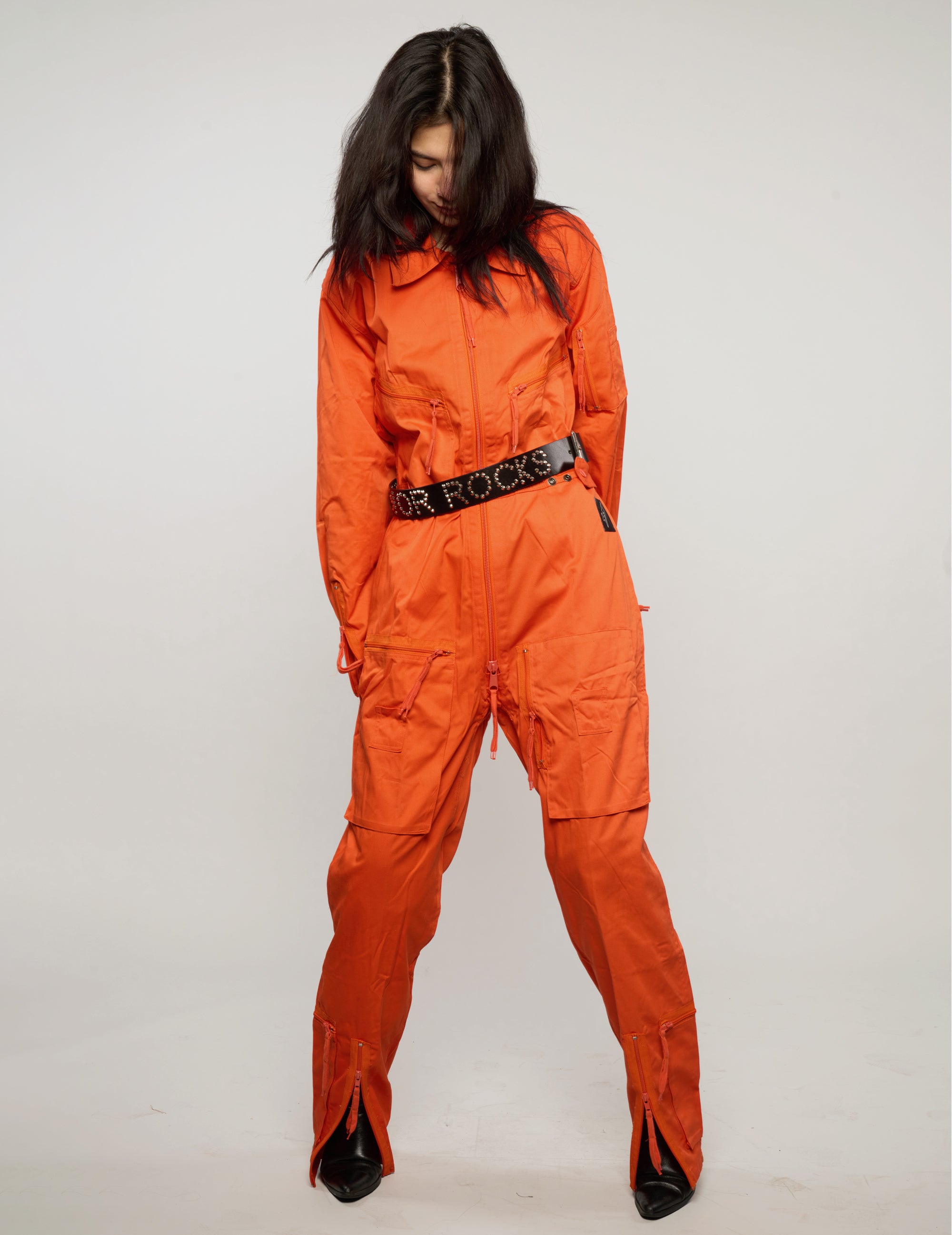 Military Style Jumpsuit in Orange