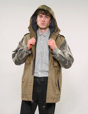 IMMORTAL Hooded Desert Parka in Khaki & Camo