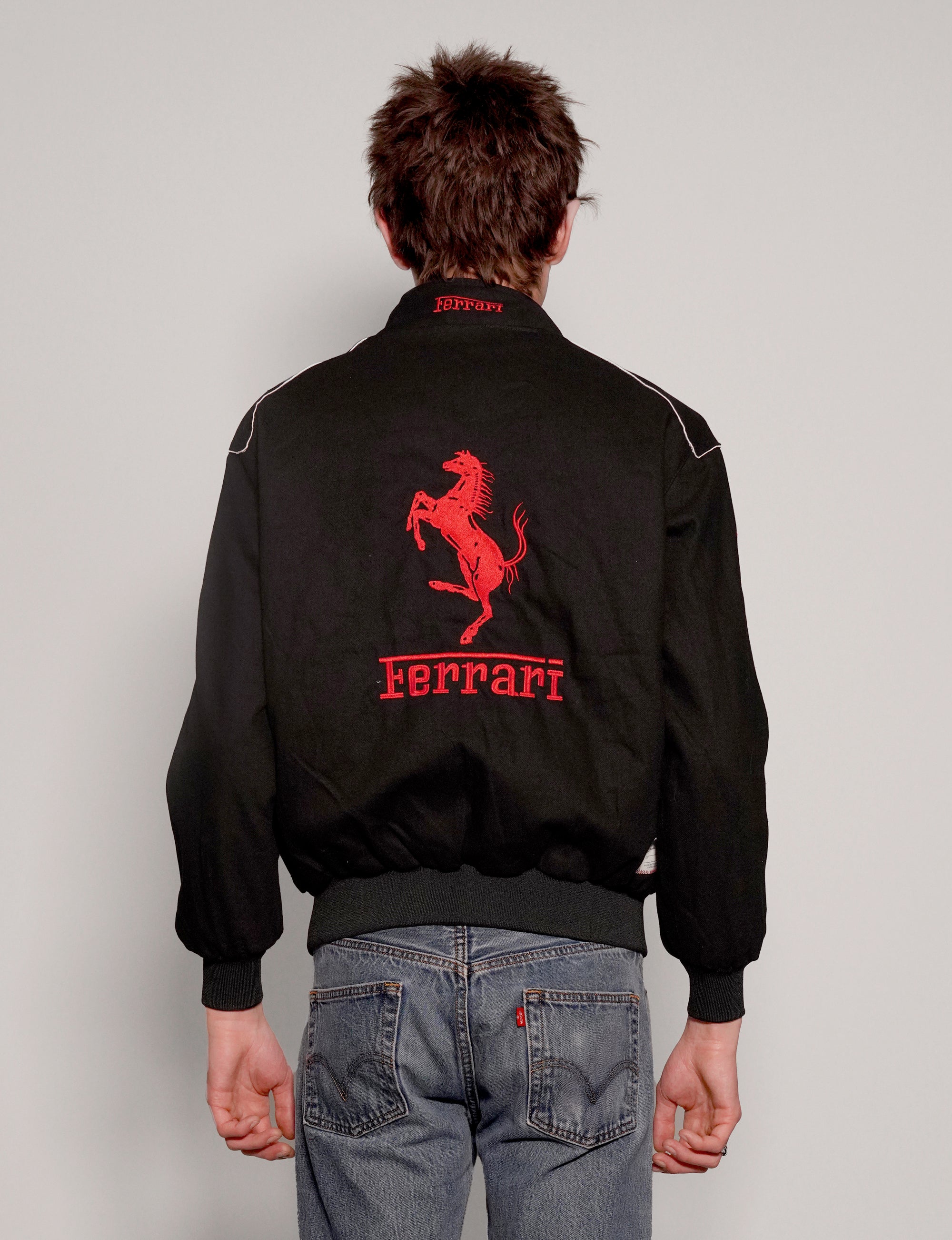 Men's Vintage Ferrari Racing Jacket in Black | Stuart Trevor