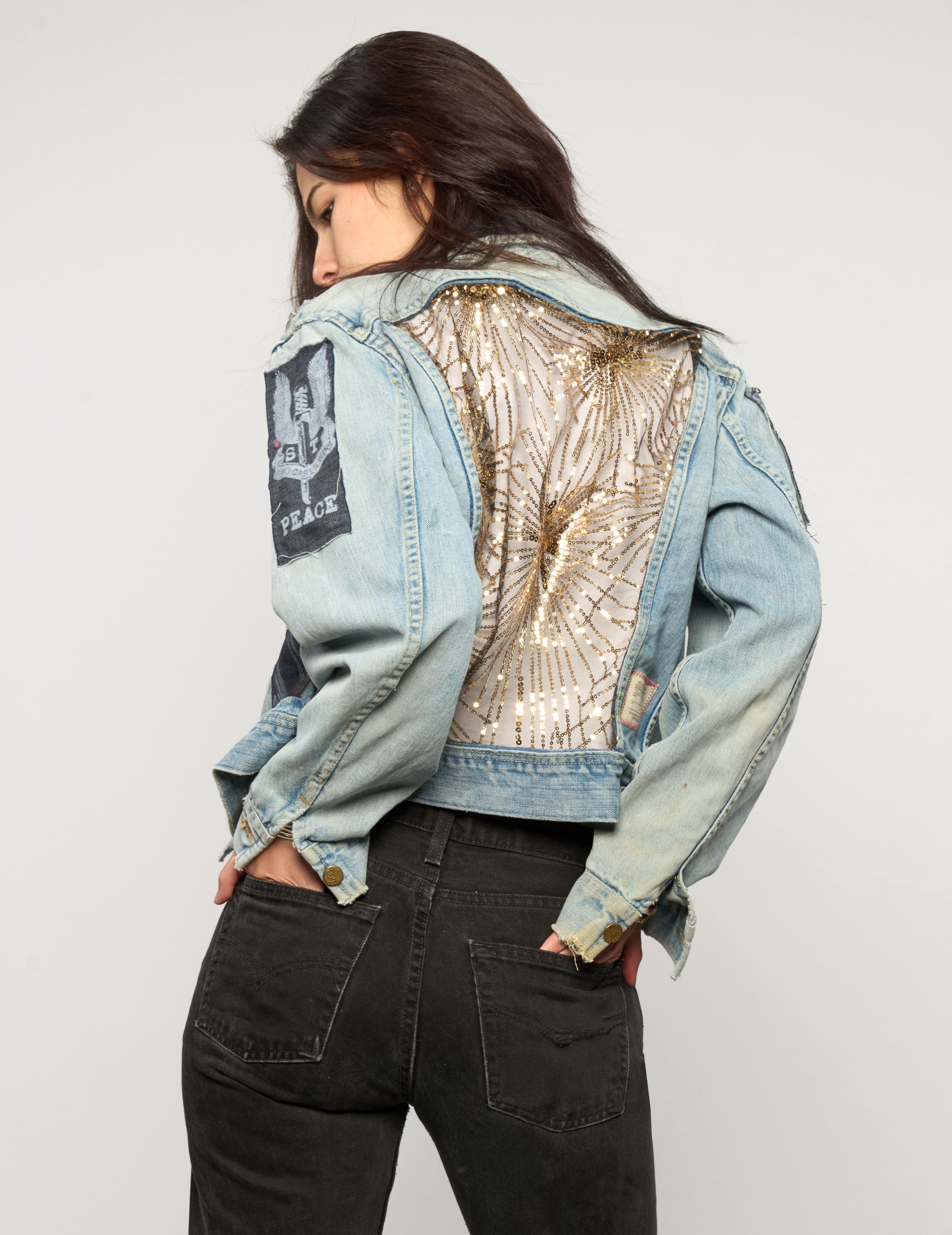 Vintage Patched Party Back Denim Jacket