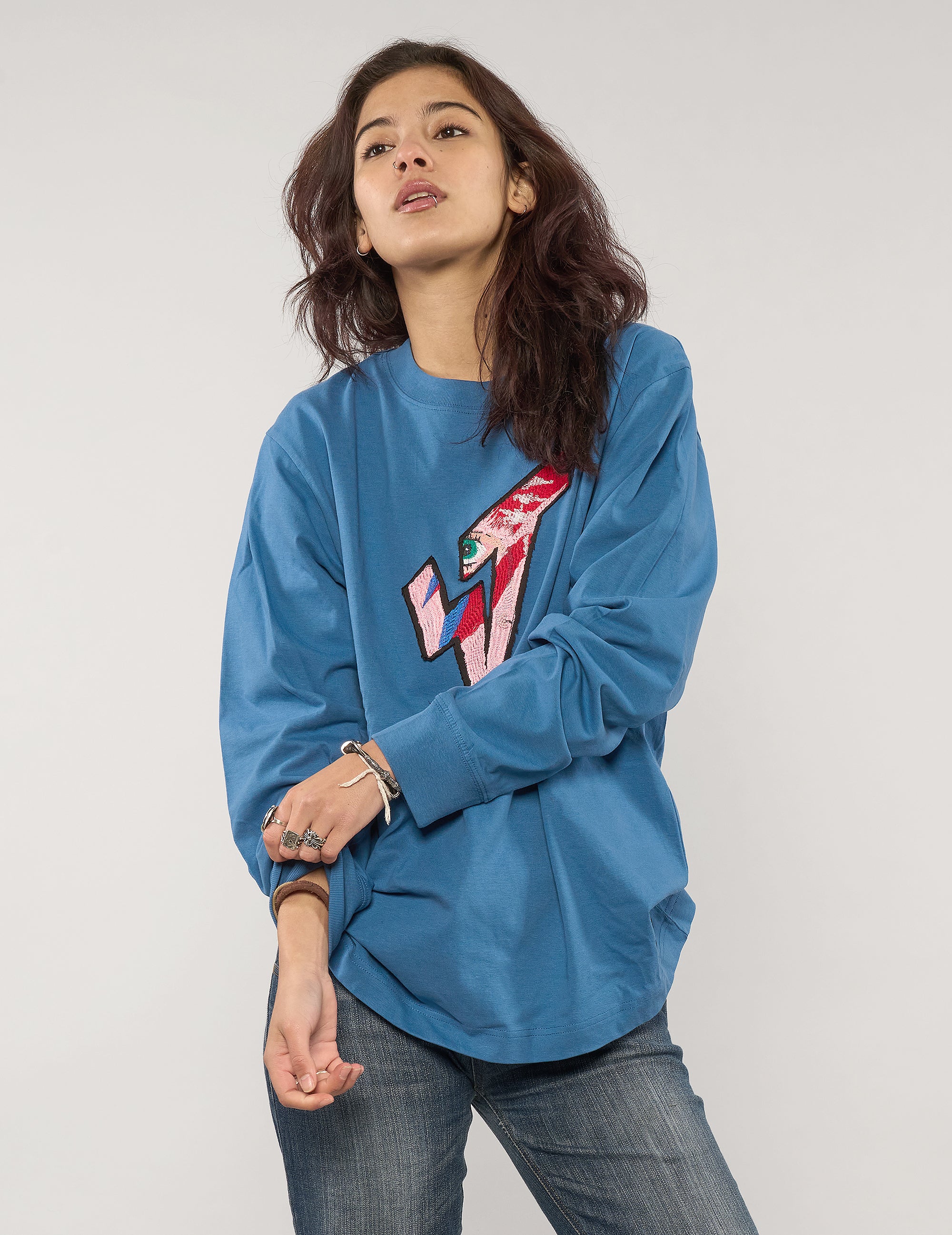 ST 'A Lad Insane' Long Sleeve Logo Tee in Blue
