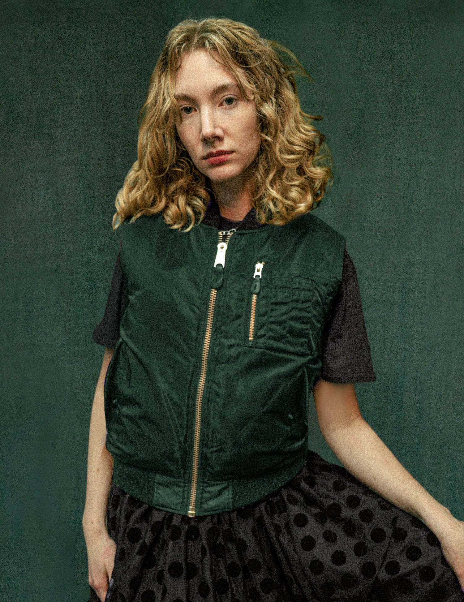 "People for Peace" Bomber Gilet in Green