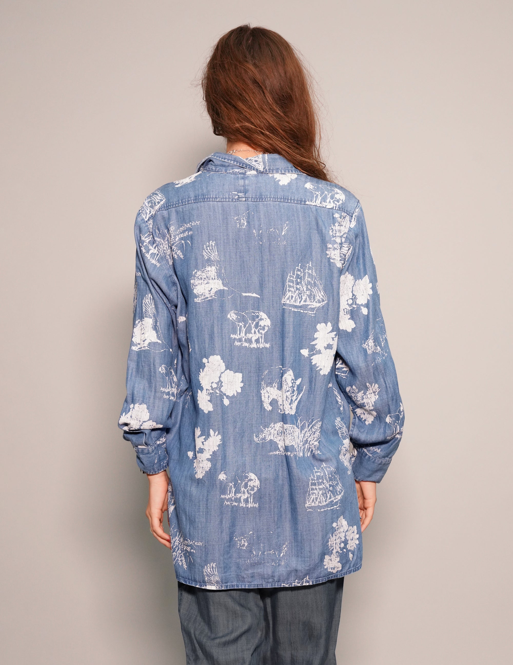 Chemise en jean à imprimé safari