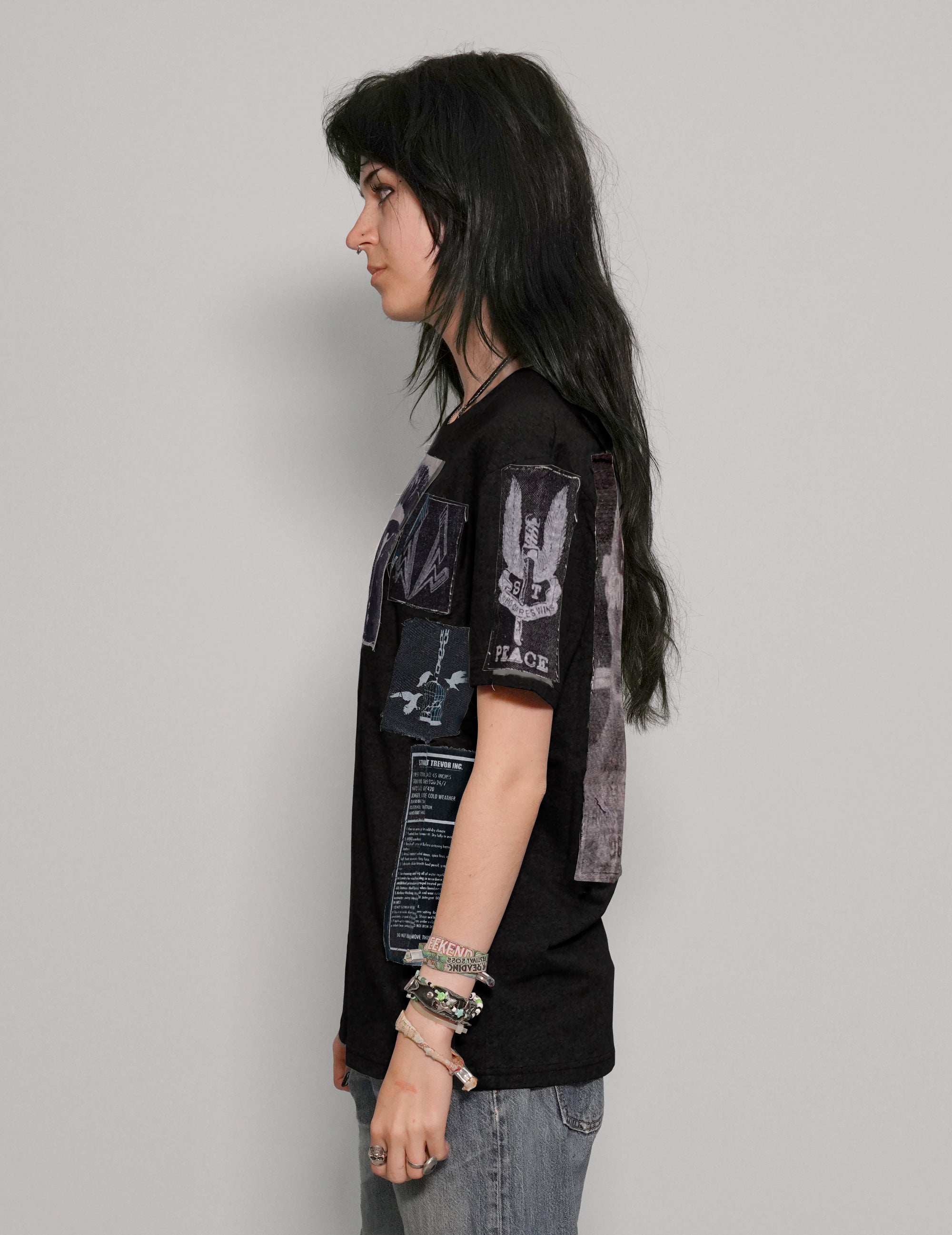 'Saint' Multipatch T-Shirt in Black