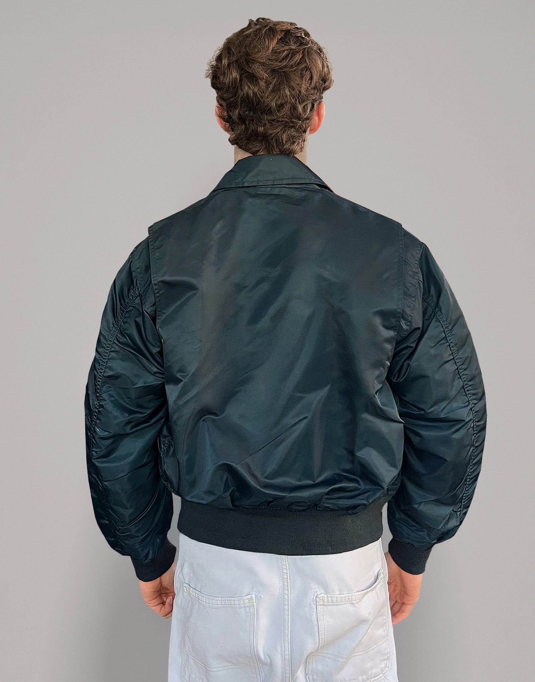 Men's Vintage Lightweight Collared Bomber Jacket in Navy | Stuart Trevor