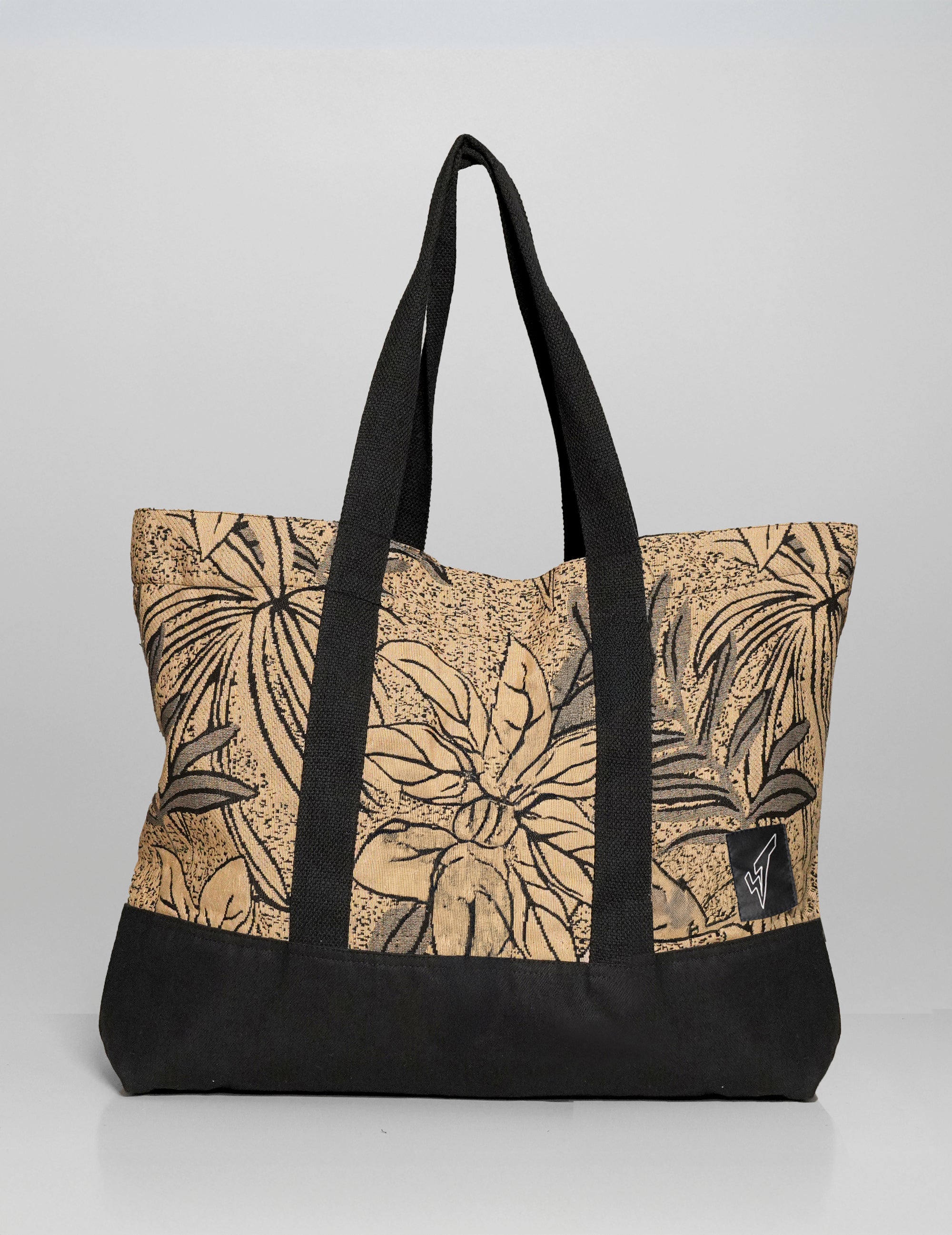 Cotton Tote Bag with Floral Jacquard | Stuart Trevor