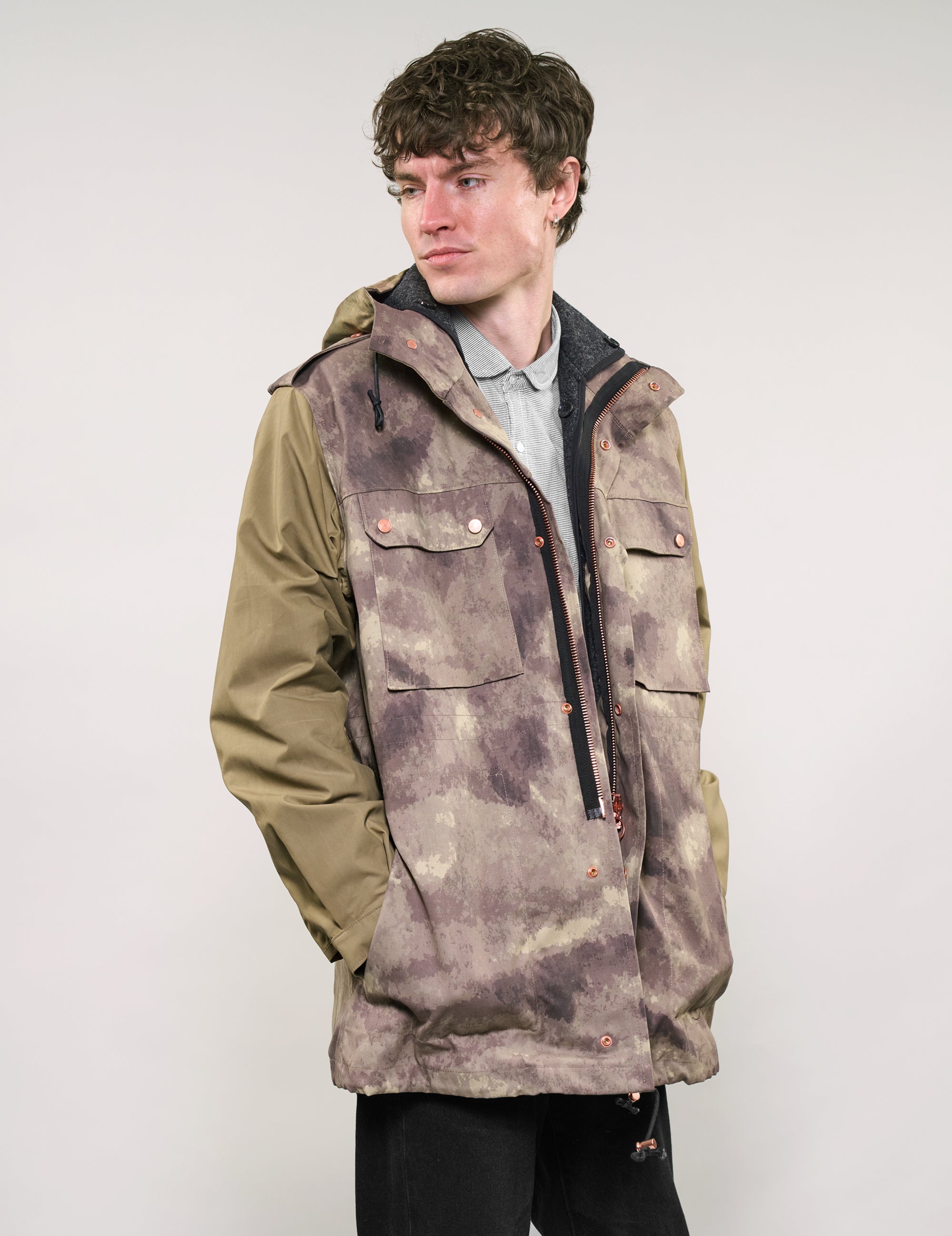 IMMORTAL Hooded Desert Parka in Khaki & Camo