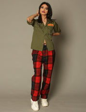 Red Tartan Wool Pants