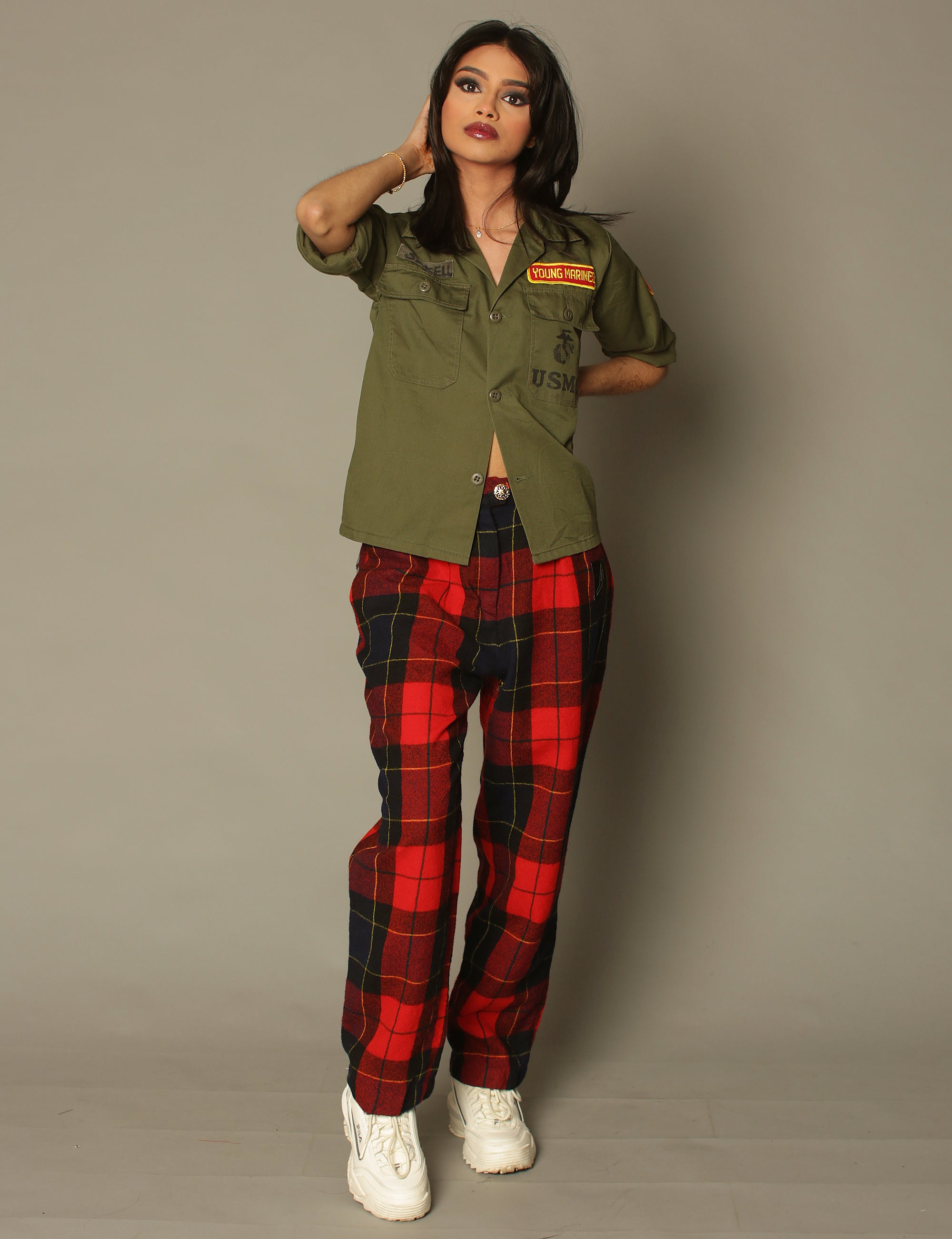 Red Tartan Wool Pants