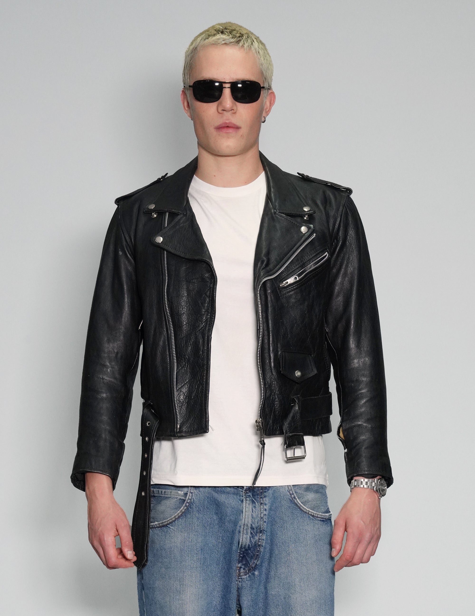 Men's Vintage Leather Biker Jacket | Stuart Trevor