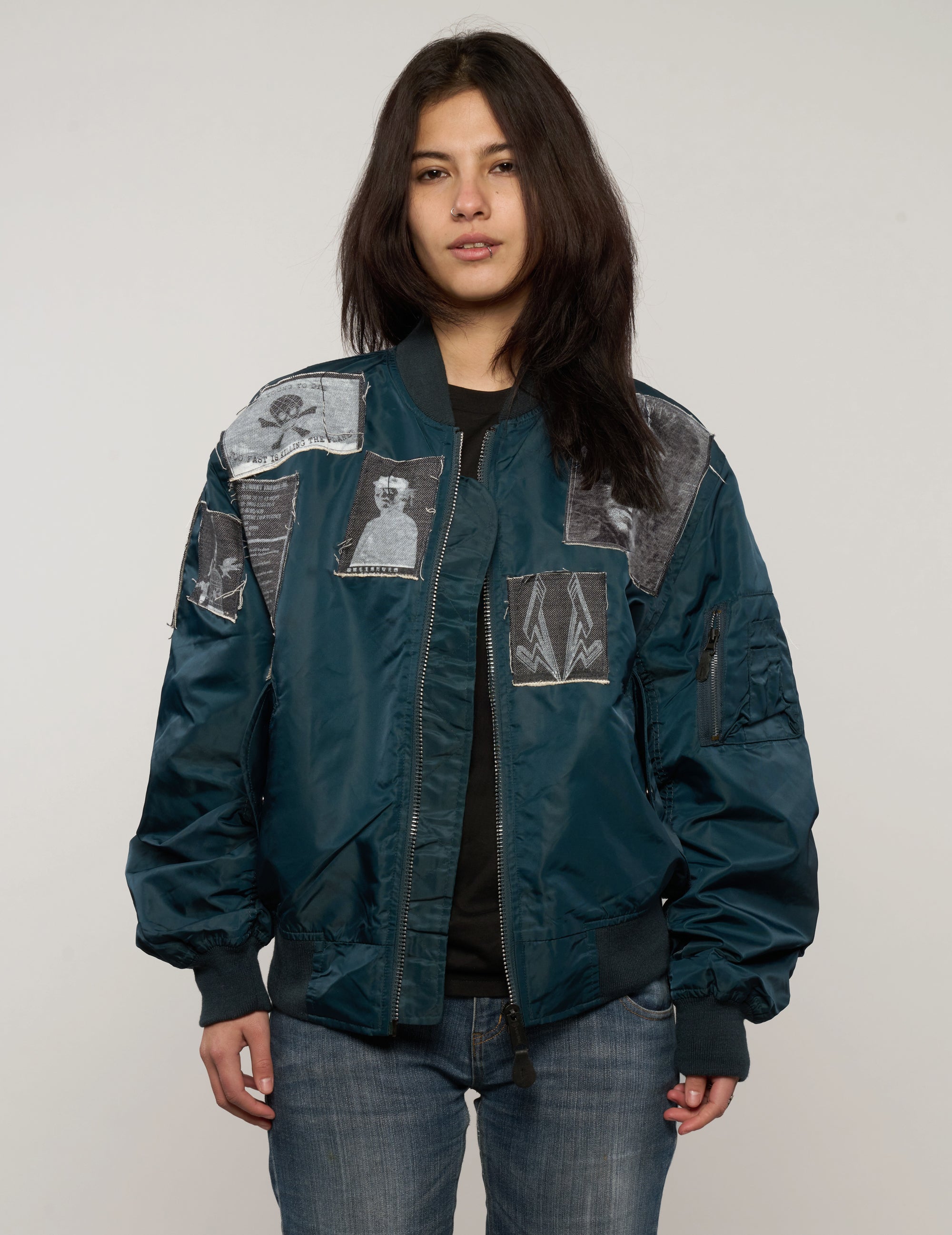 MA-1 Light Weight Patched Bomber Jacket in Navy