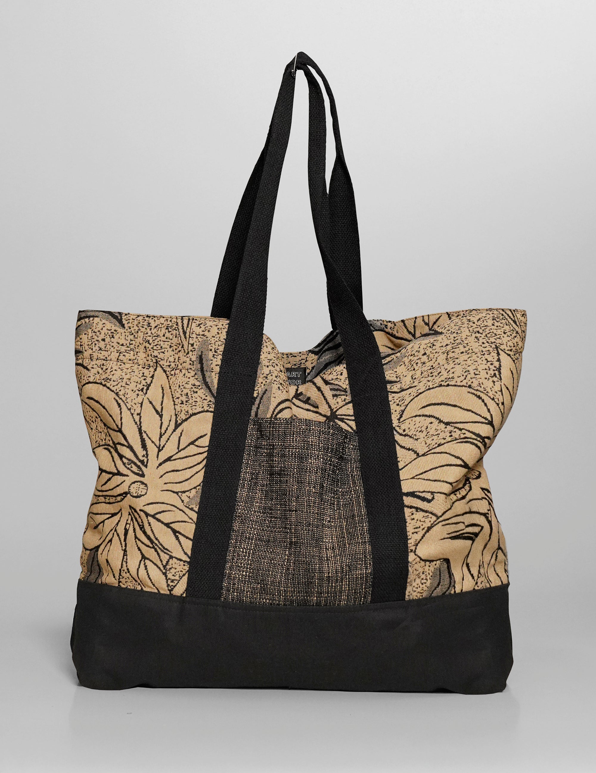 Cotton Tote Bag with Floral Jacquard | Stuart Trevor