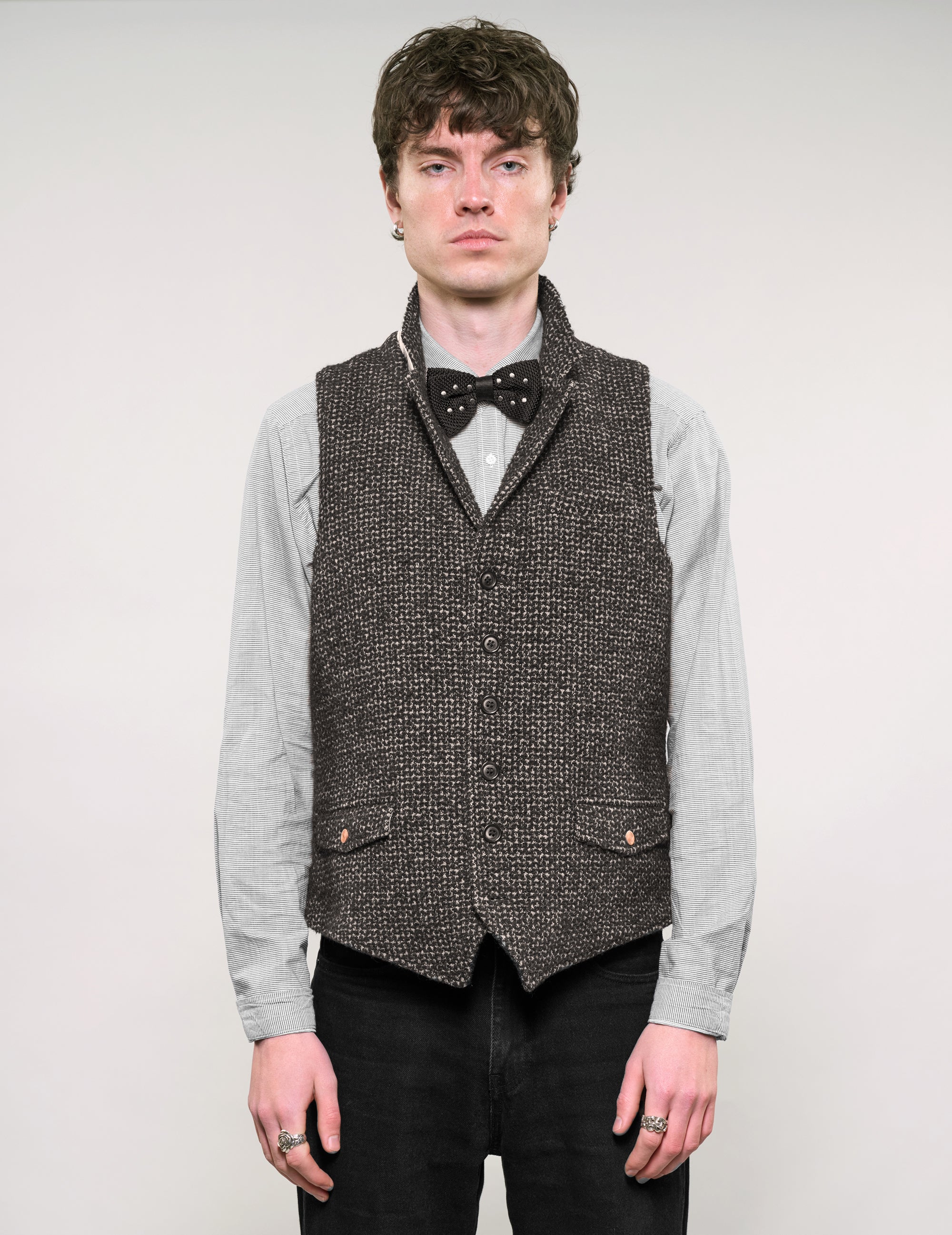 IMMORTAL Black and White Bouclé Tweed Waistcoat