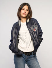 Vintage Navy Leather Varsity Jacket