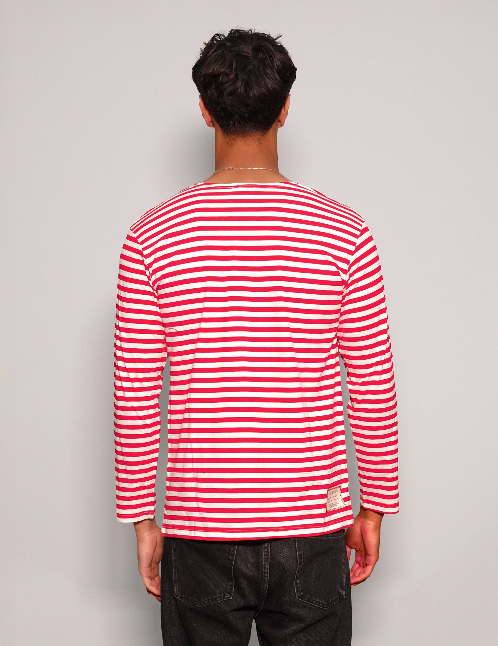 Men's Vintage Red Striped Long Sleeve T-Shirt | Stuart Trevor