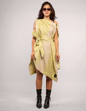 The Pirate Dress – Lemon Embroidered Natural Linen