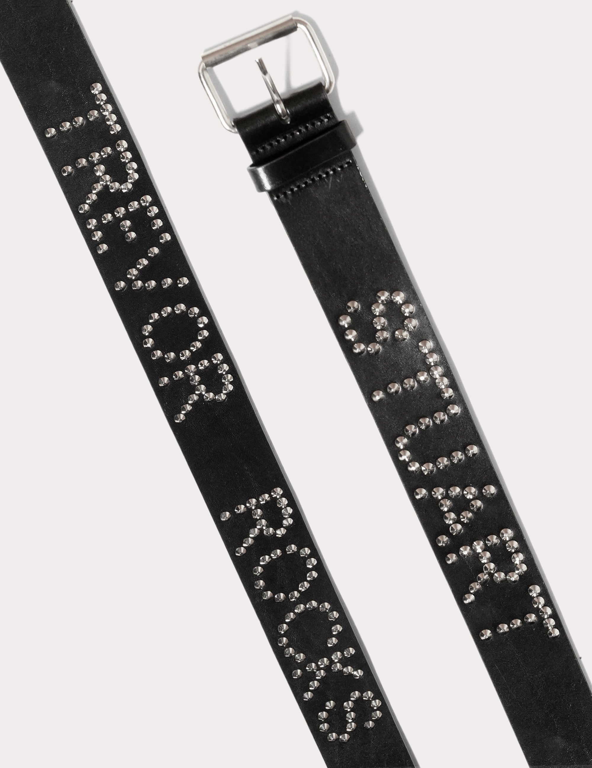 Black Leather Studded Belt with 'Stuart Trevor Rocks' | Stuart Trevor