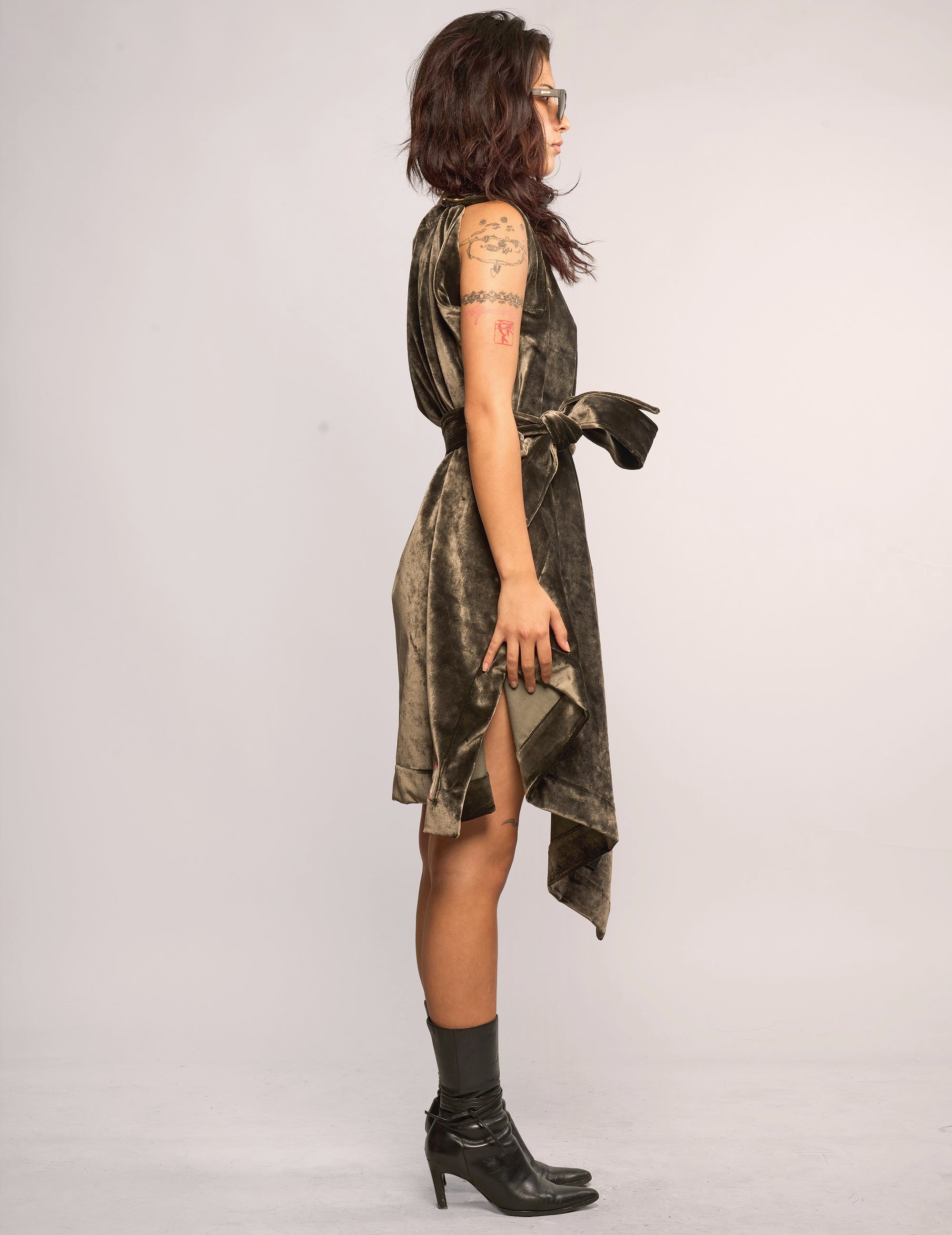 The Pirate Dress – Antique Bronze Cotton Velvet