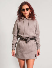 Party-Hoodie-Kleid mit Rückenausschnitt in Grau