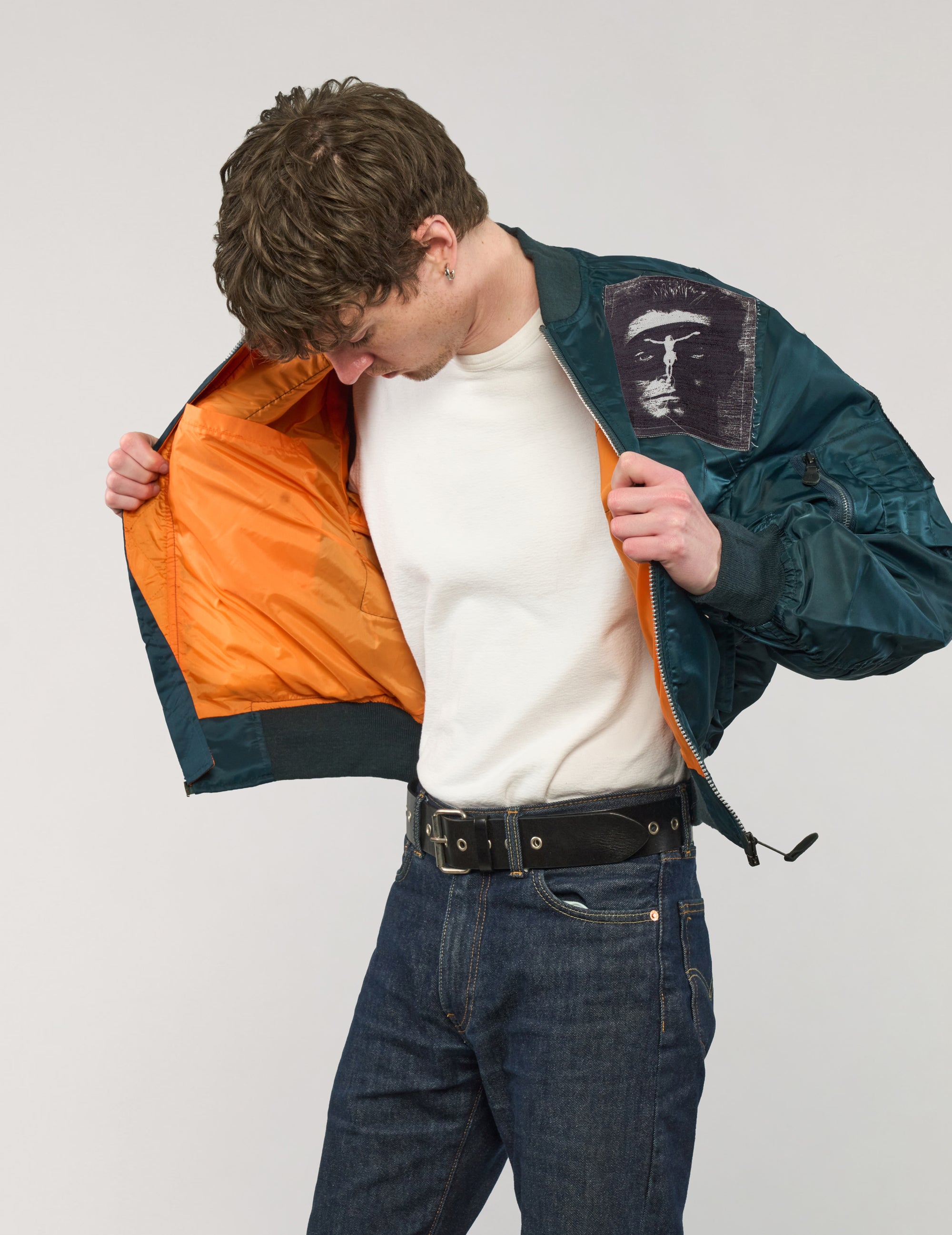 MA-1 Light Weight Patched Bomber Jacket in Navy