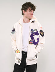 LIMITED EDITION Patched Zip Hoodie in Ecru