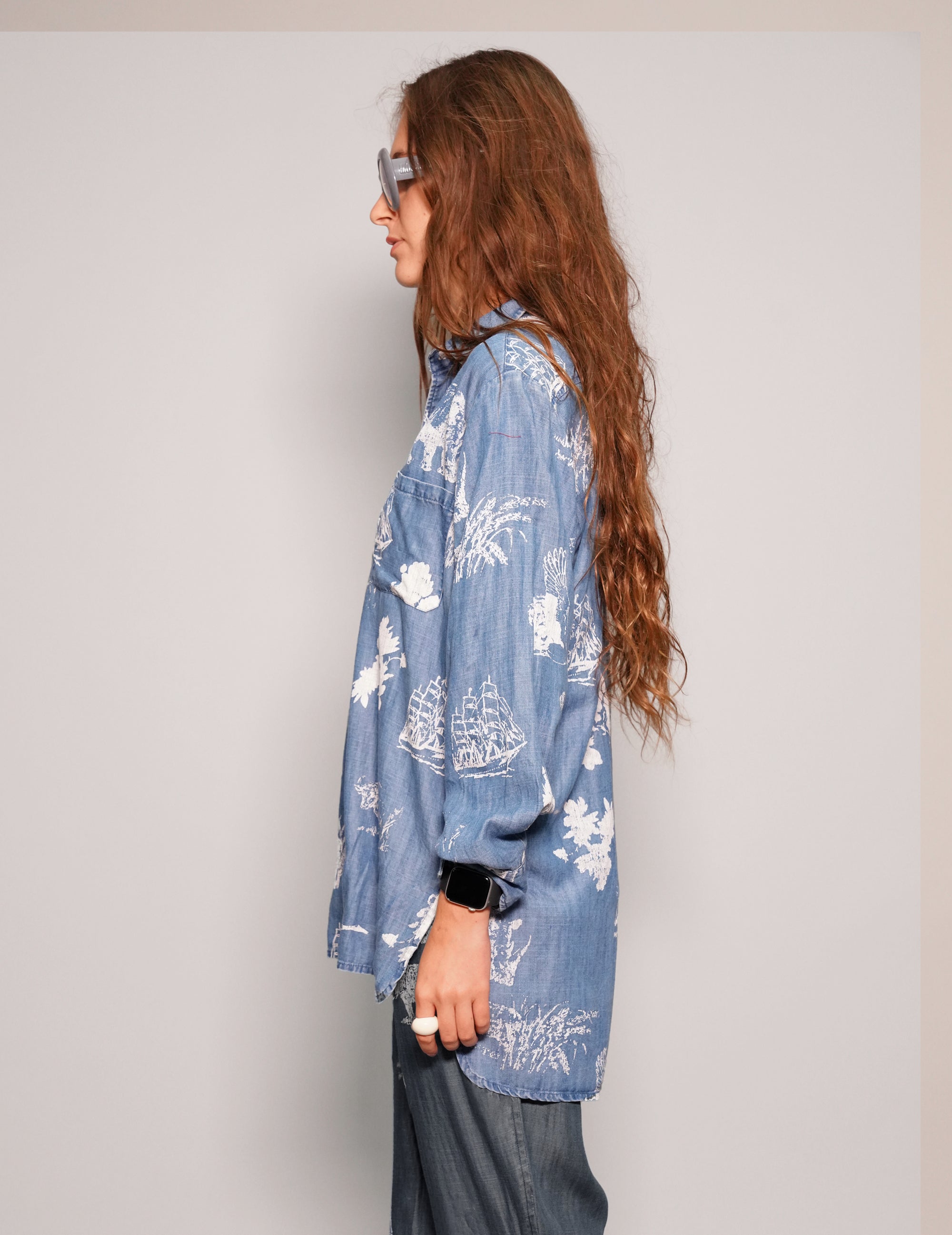 Chemise en jean à imprimé safari