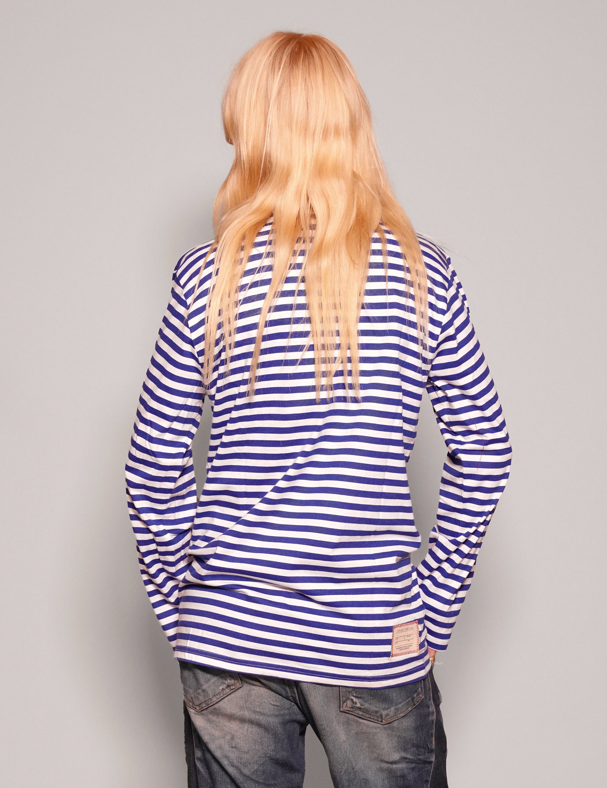 Vintage Naval T-Shirt in Blue Stripe with Embroidered Logo
