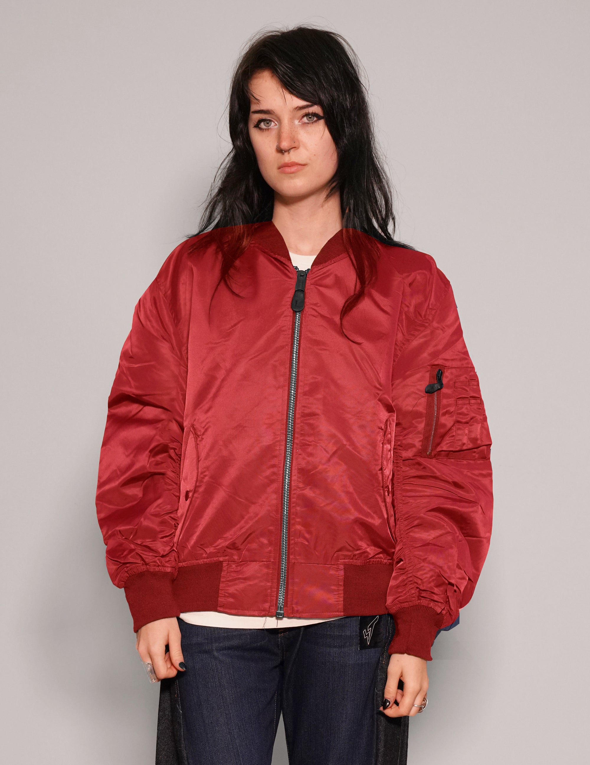 Women's Vintage Lightweight Bomber Jacket in Red | Stuart Trevor