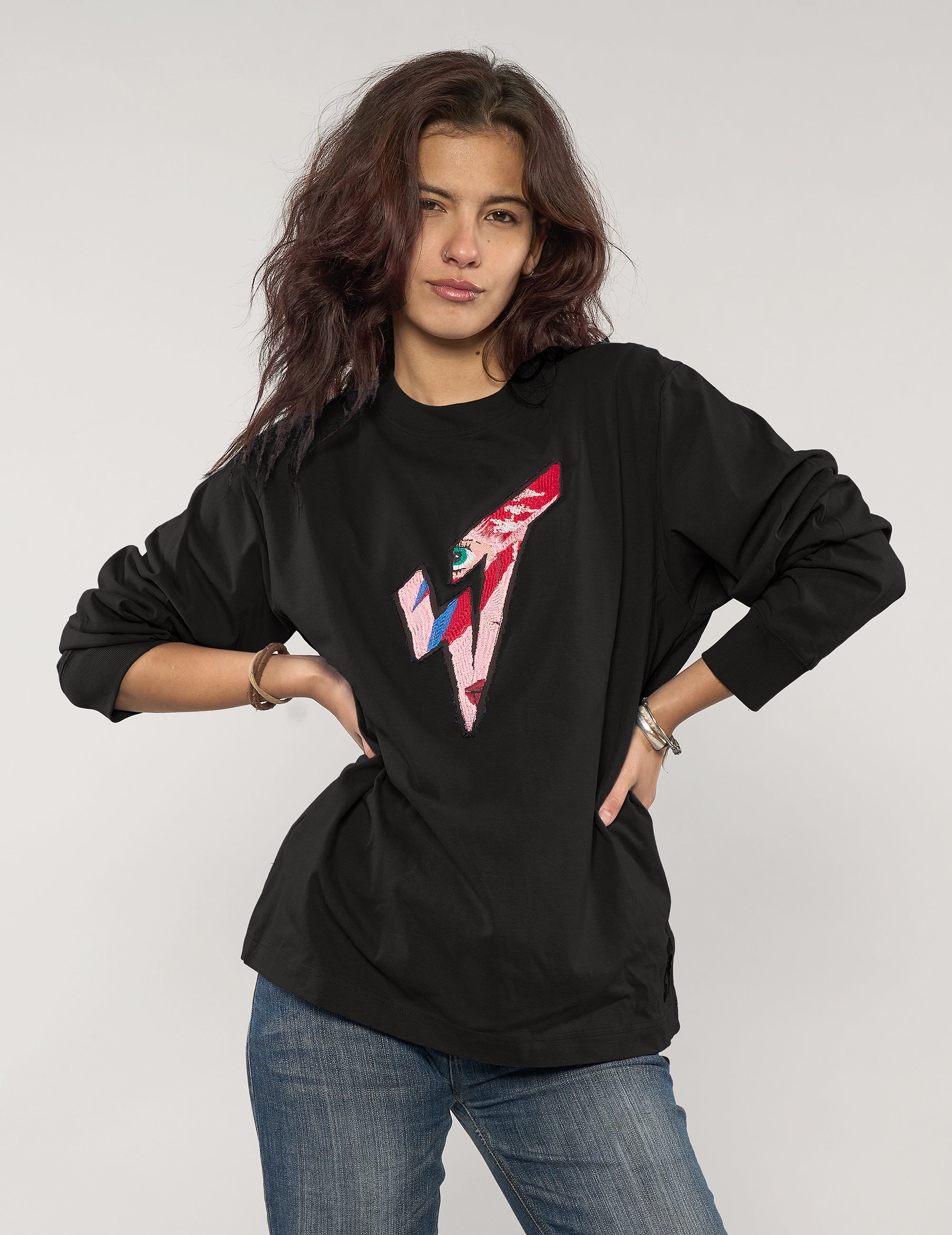 ST 'A Lad Insane' Long Sleeve Logo Tee in Black