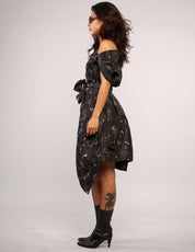 The Pirate Dress – Black Silver Floral Embroidery