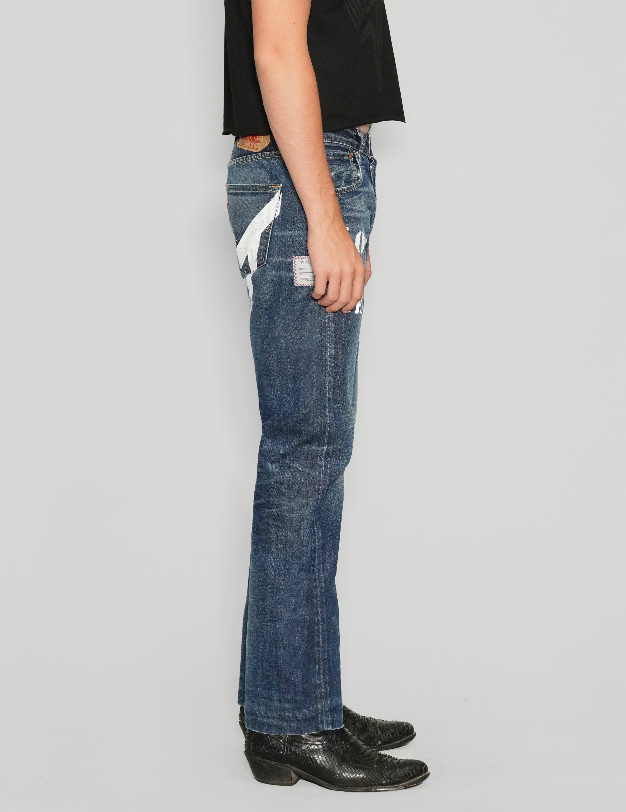 'Love Will Tear Us Apart' Jeans in Blue