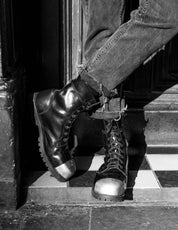 Underground Commando externe Stahlkappenschuhe aus schwarzem Leder