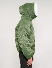 Zipped Hooded Flying Jacket in Green