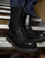 Underground Commando Steel Cap Boots in Black Leather