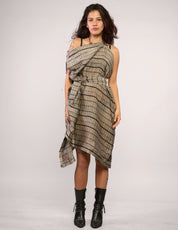 The Pirate Dress – Silver Metallic Stripe Tweed
