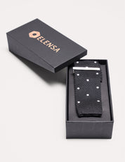 Elensa Silk Tie - Black Dot