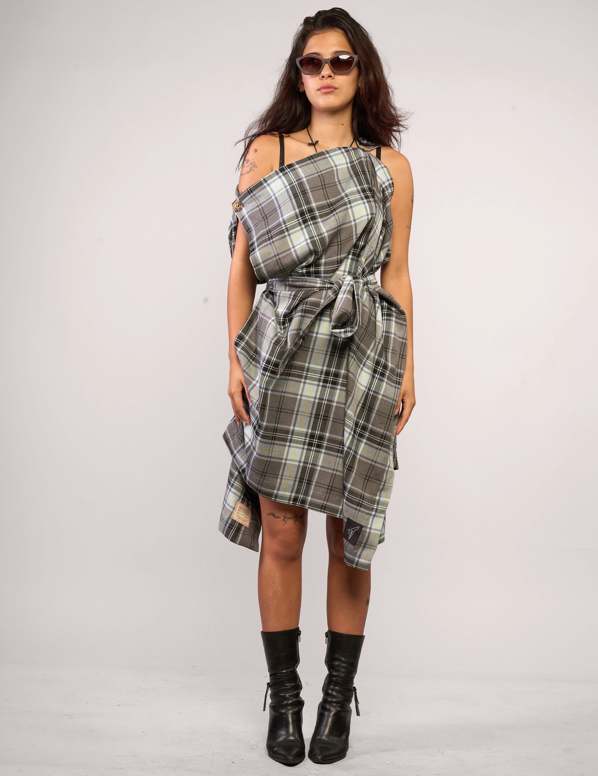 The Pirate Dress – Grey Blue Tartan
