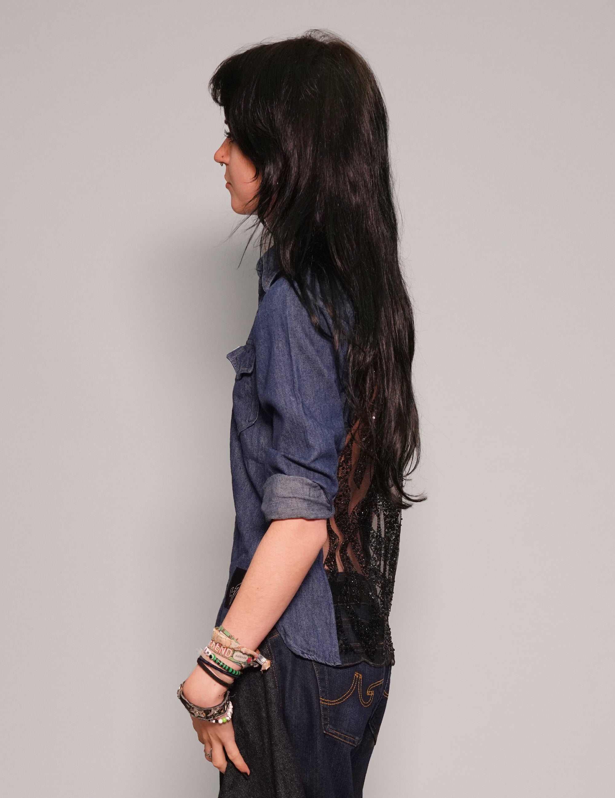 Party Back Shirt - Slim Fit - Black Art-Deco Sequin