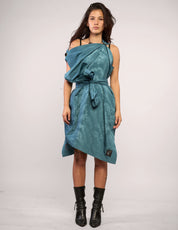 The Pirate Dress – Teal Crinkle Taffeta